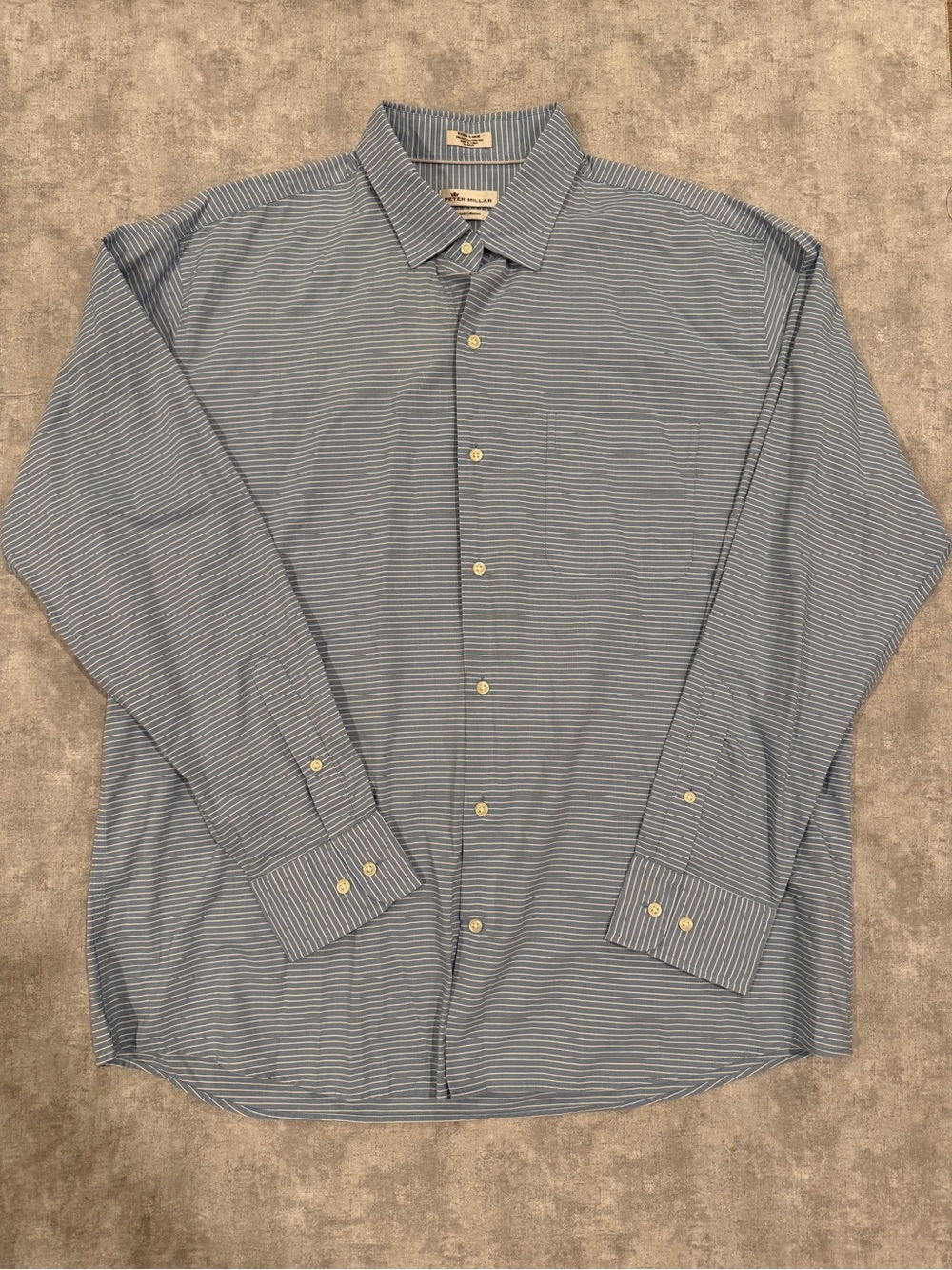 Peter Millar Light Blue Thin-Stripe Dress Shirt